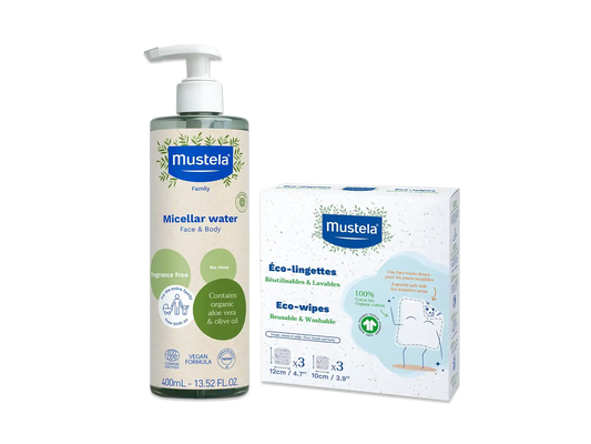 Organic micellar water & reusable eco wipes set