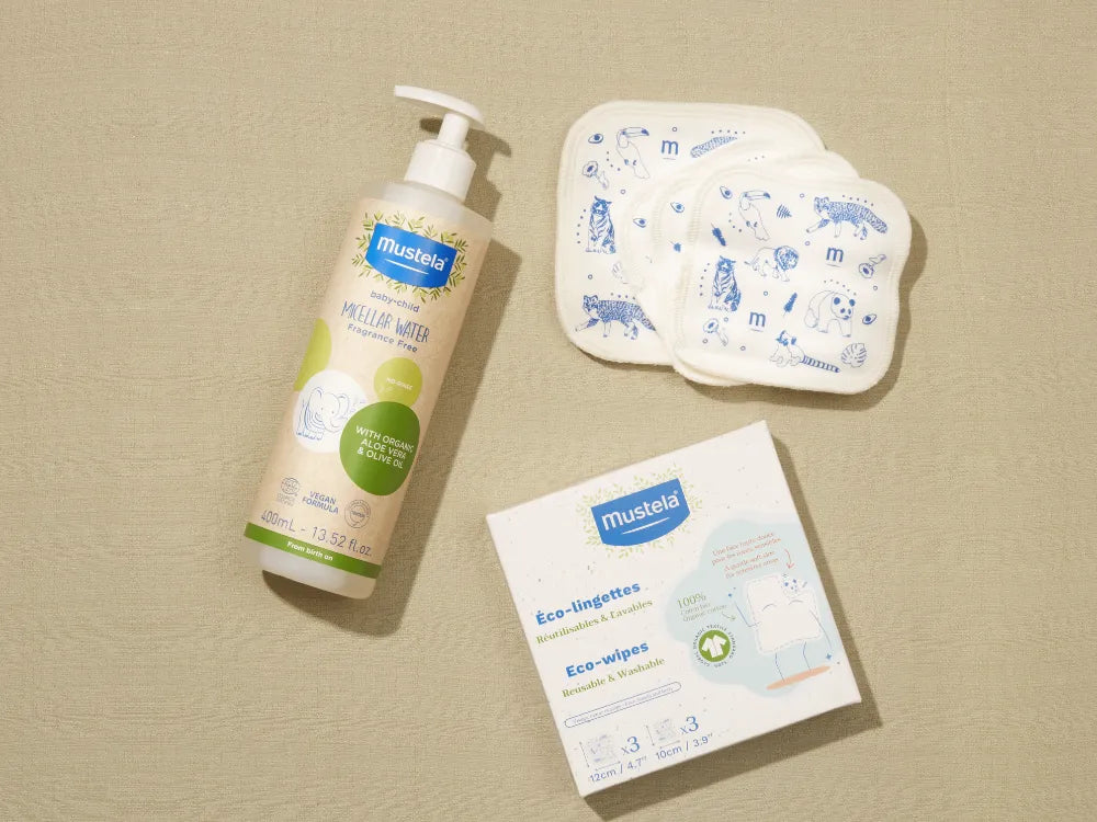 Organic micellar water & reusable eco wipes set