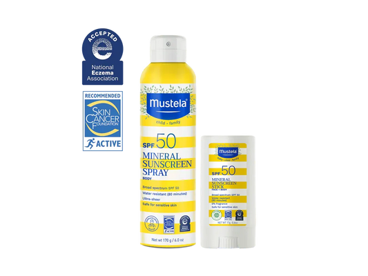 SPF 50 Mineral sunscreen spray and stick