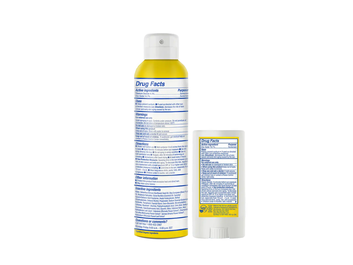 SPF 50 Mineral sunscreen spray and stick